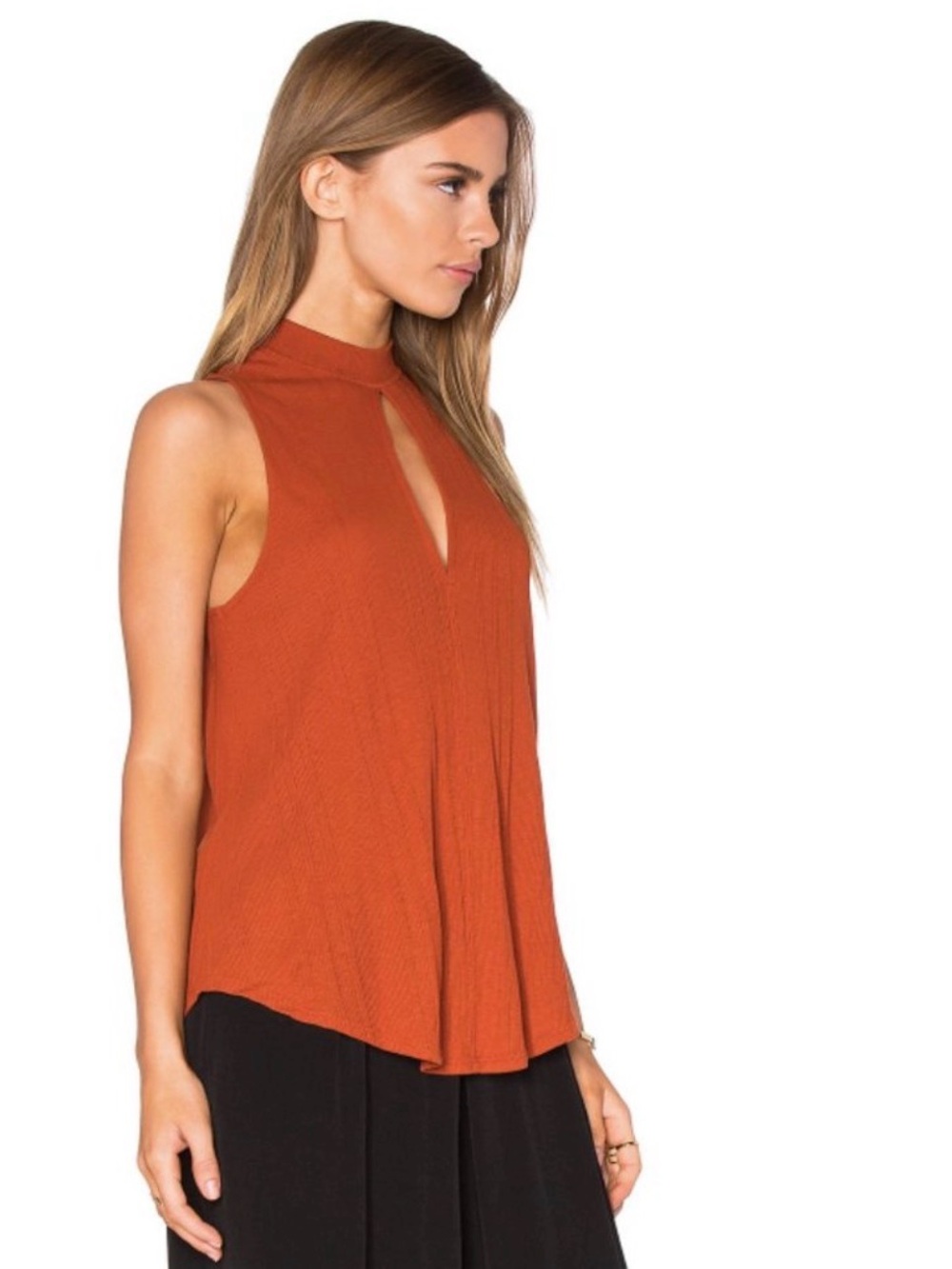 Free People Rust Keyhole Ribbed Tank - Picture 2 of 5